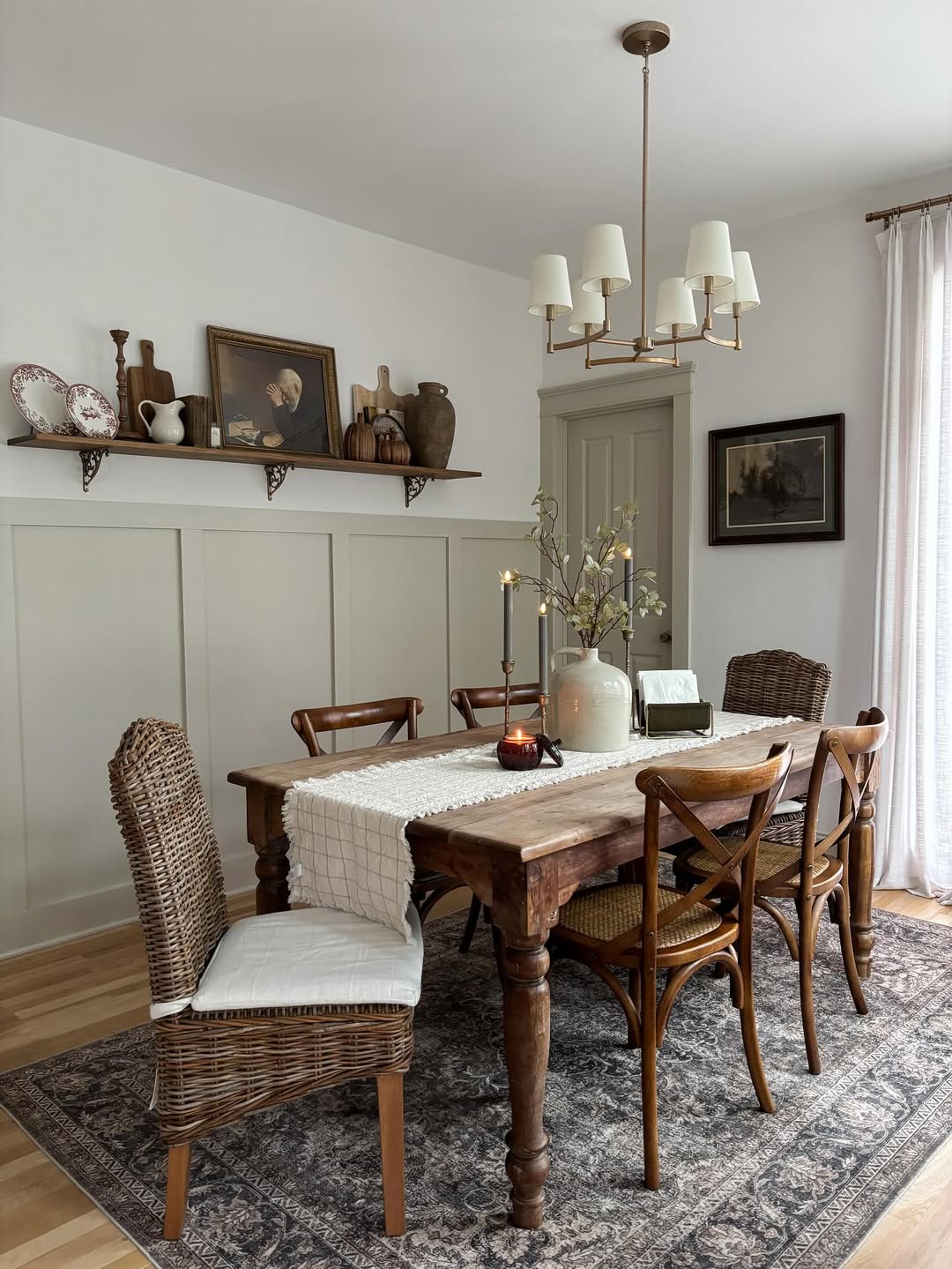 Wooden Shelving Displaying Kitchen Utensils and Decor