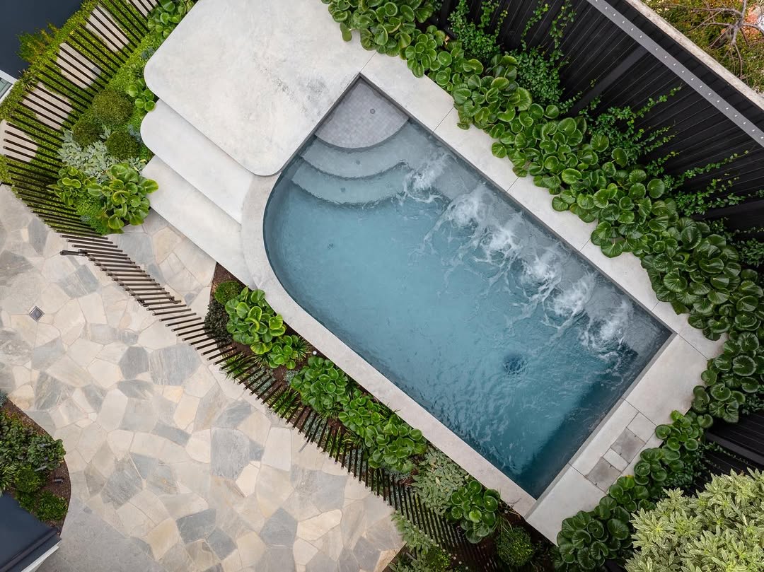Soften Yard Lines with Curved Pool Edges