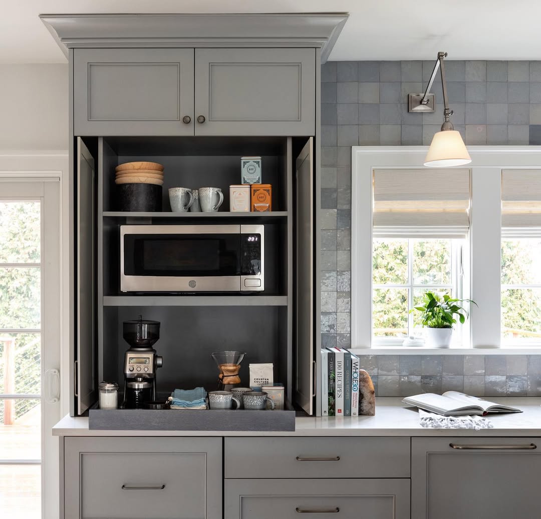 Pull-Out Tray Organizes Coffee Station Essentials