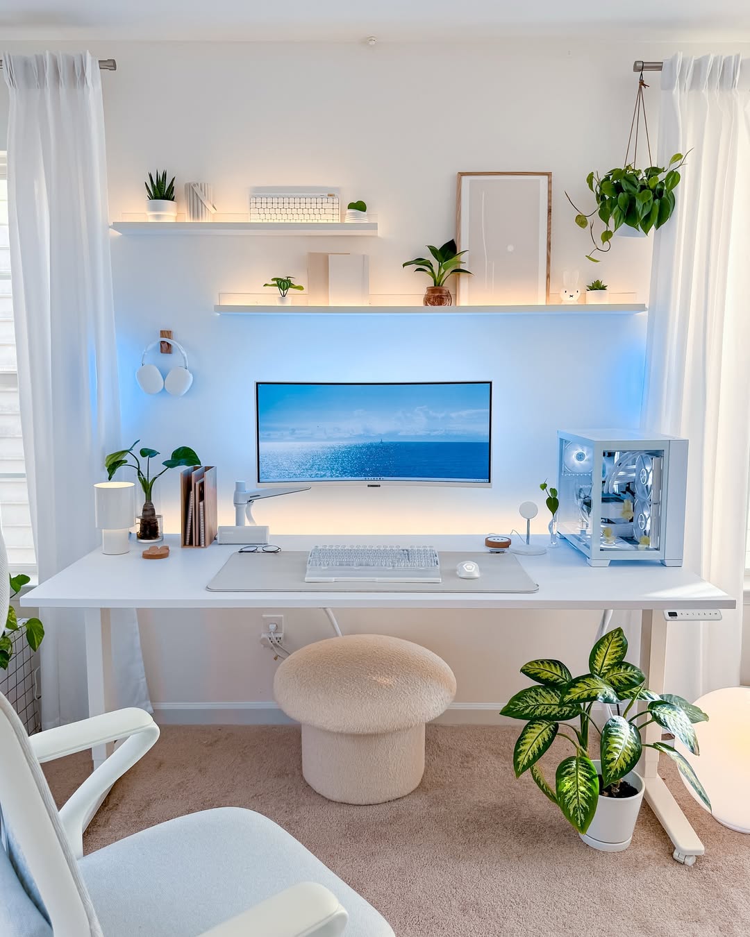 Wall-Mounted Shelves With Integrated LED Lighting