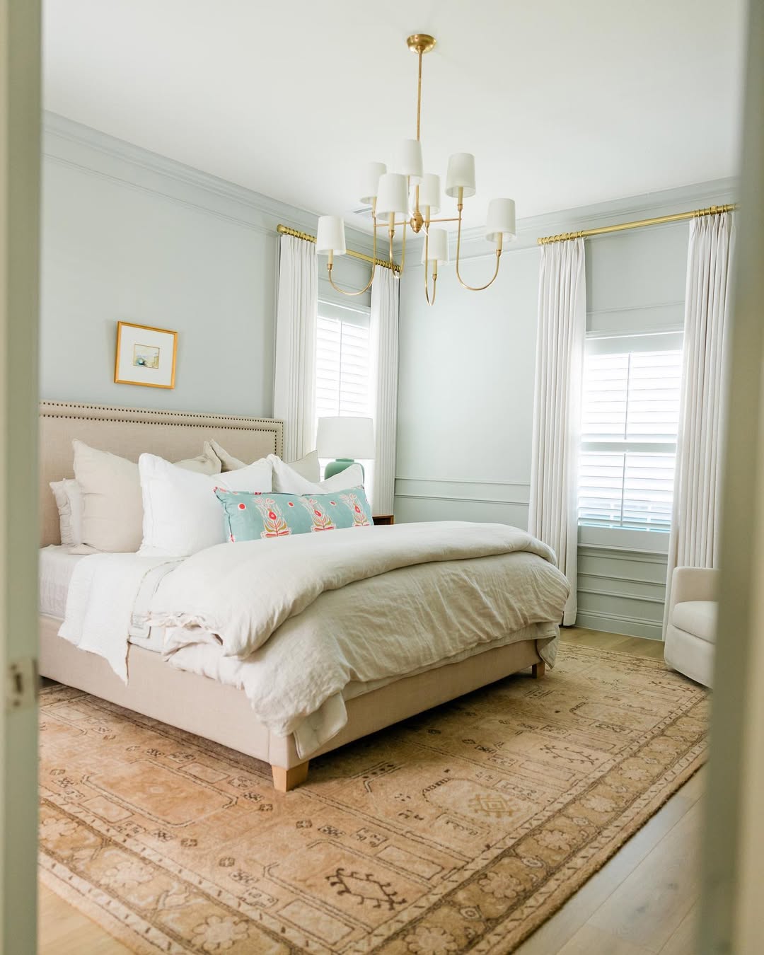 Patterned Rug Grounds Light Sage Green Walls