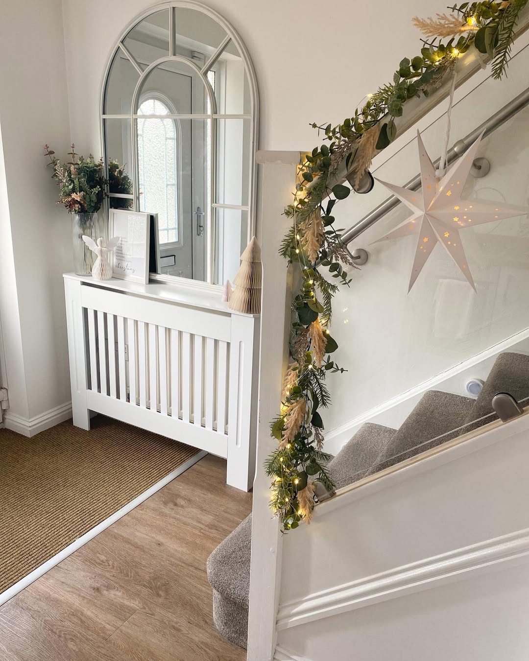 Pampas Grass and Eucalyptus Garland with Twinkling Lights