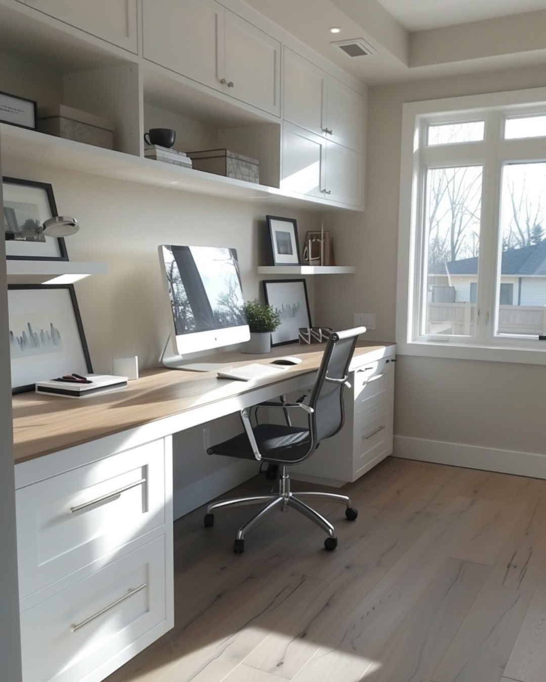 Built-In Cabinets Above Your Desk for Discreet Storage