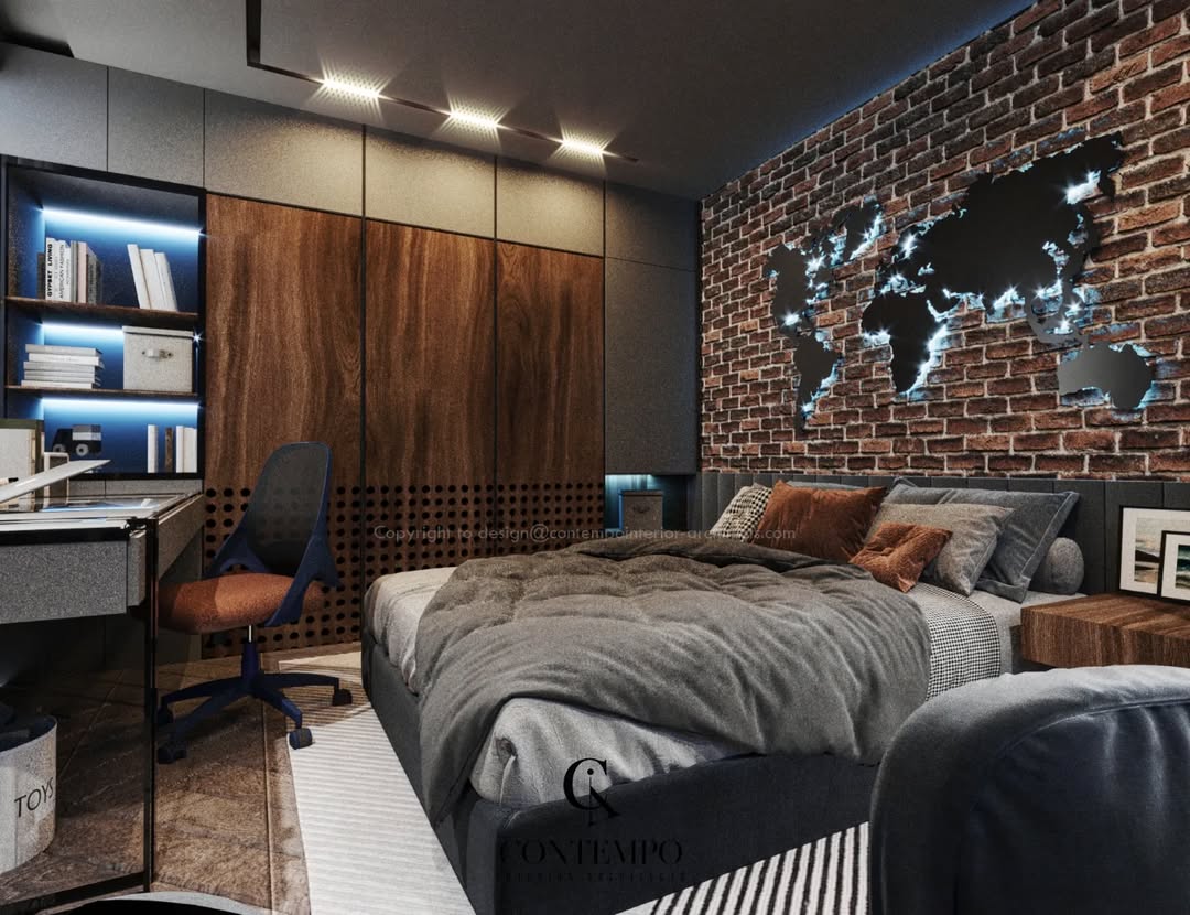 World Map Light Feature Adds Dramatic Wall Art