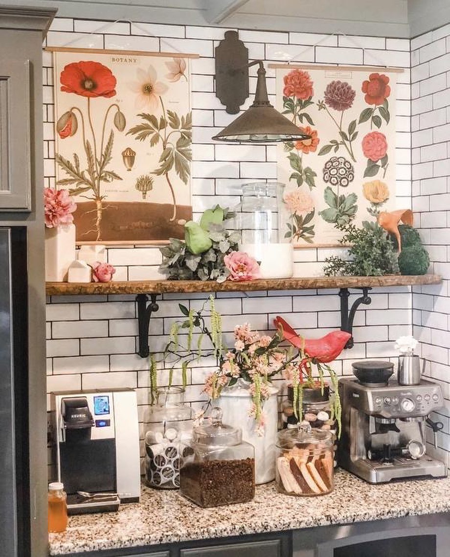 Botanical Prints Add Vintage Charm Above Your Coffee Bar