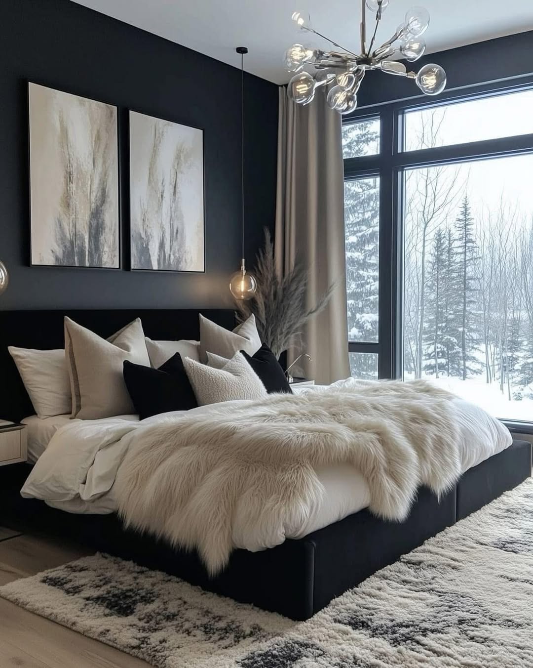 Abstract Art Complements Dark Walls
