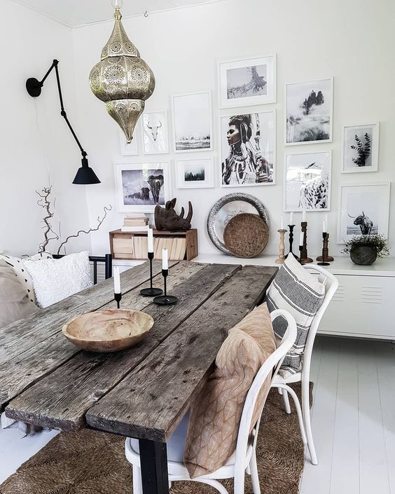 Gallery Wall of Black and White Nature Prints Adds Moody Atmosphere