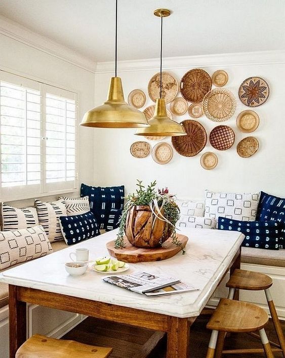 Grouped Woven Baskets Add Textured Wall Art