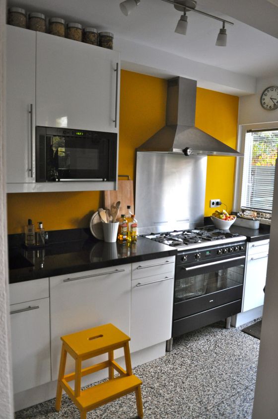 Bright Yellow Step Stool for Easy Kitchen Access
