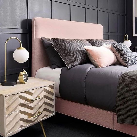 Chevron Nightstand Adds Geometric Interest to Bedroom