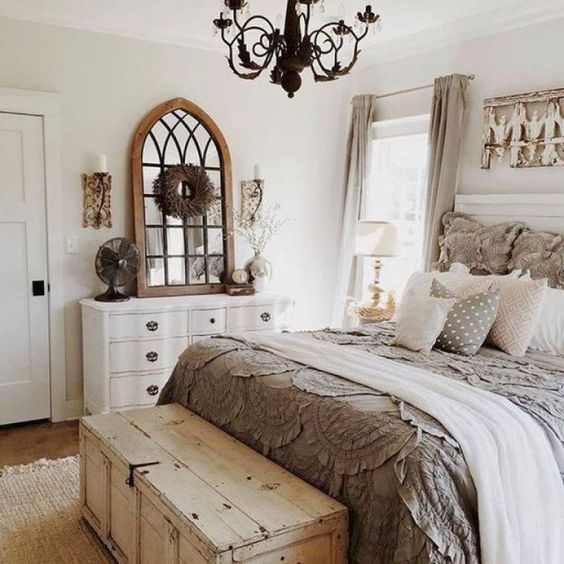 Arched Window Mirror Adds Architectural Interest Above Dresser