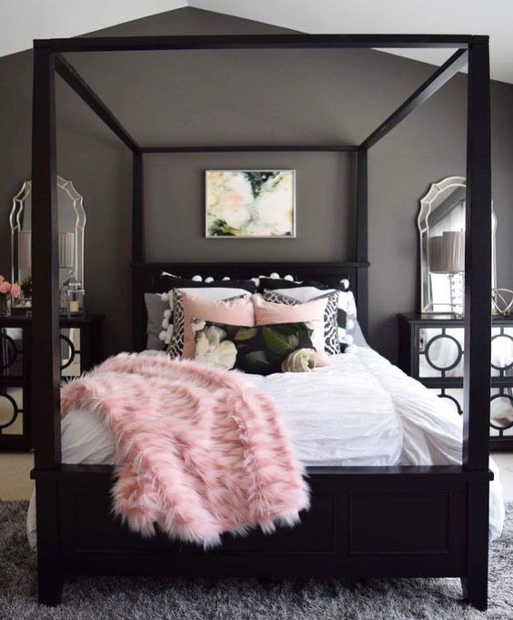 Four-Poster Bed Frame Adds Dramatic Structure