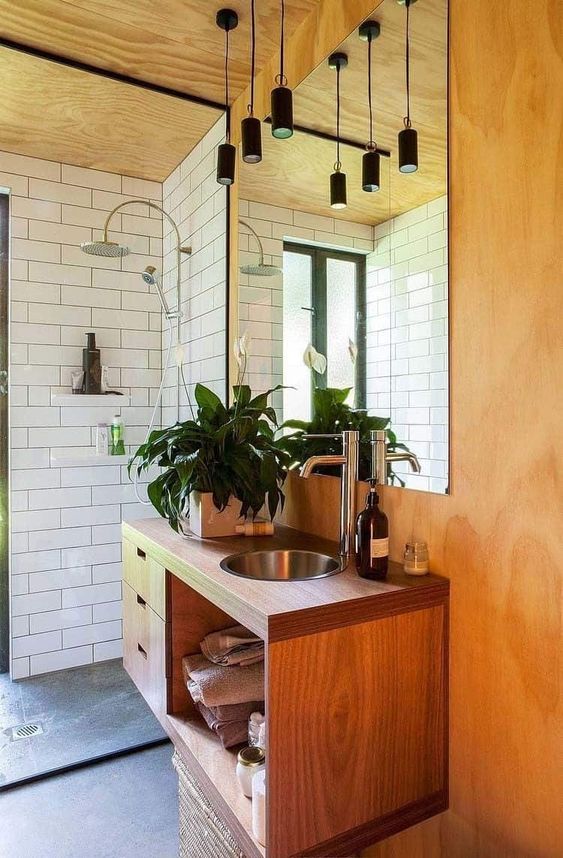 Keep Towels Accessible on a Floating Wood Vanity