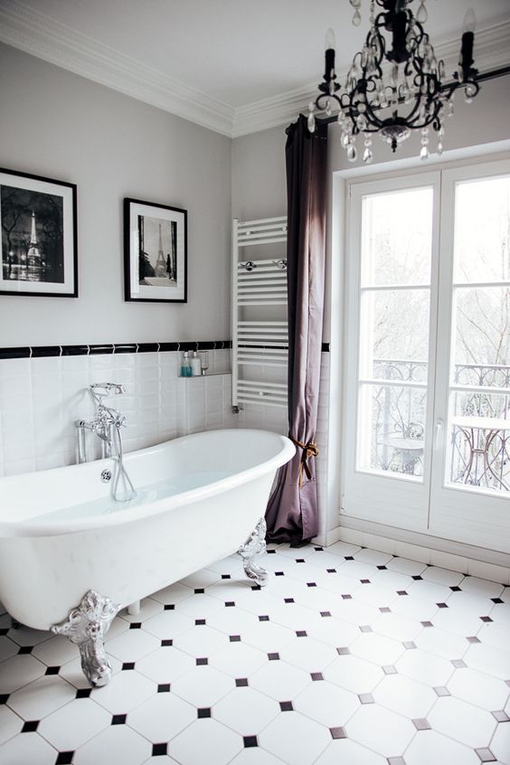 Black and White Floor Tiles Add Graphic Appeal