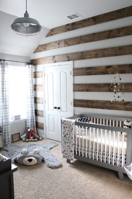 Horizontal Wood Plank Accent Wall Adds Rustic Texture