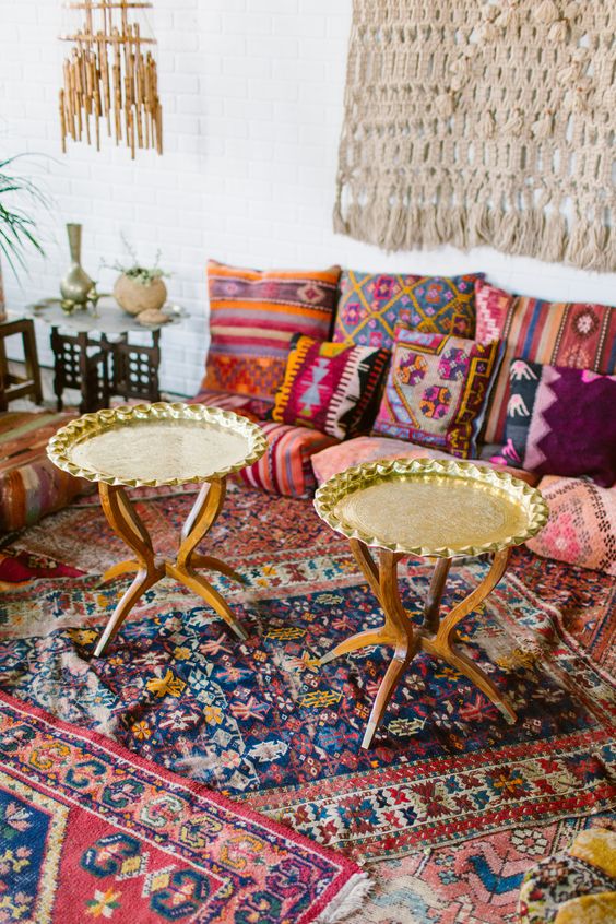 Ornate Brass Trays Add Glamour To Small Accent Tables