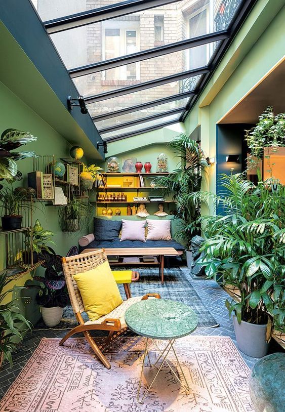 Brighten a Woven Armchair with a Yellow Accent Pillow