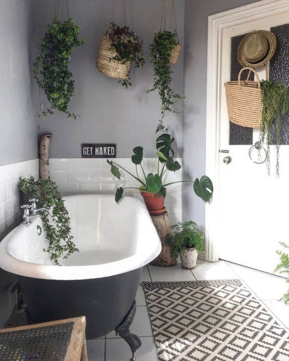 Woven Baskets Hung From the Ceiling for Cascading Greenery