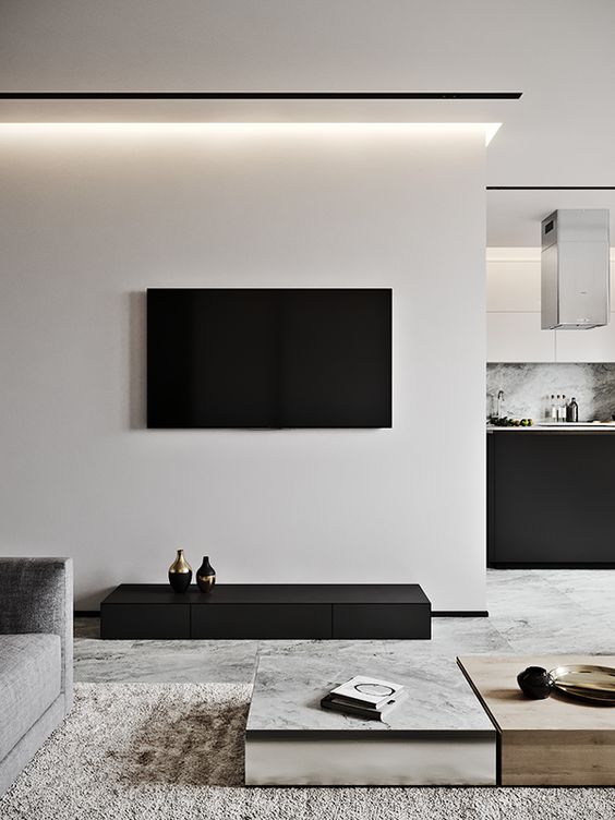 Low-Profile Black Media Console for a Clean TV Setup