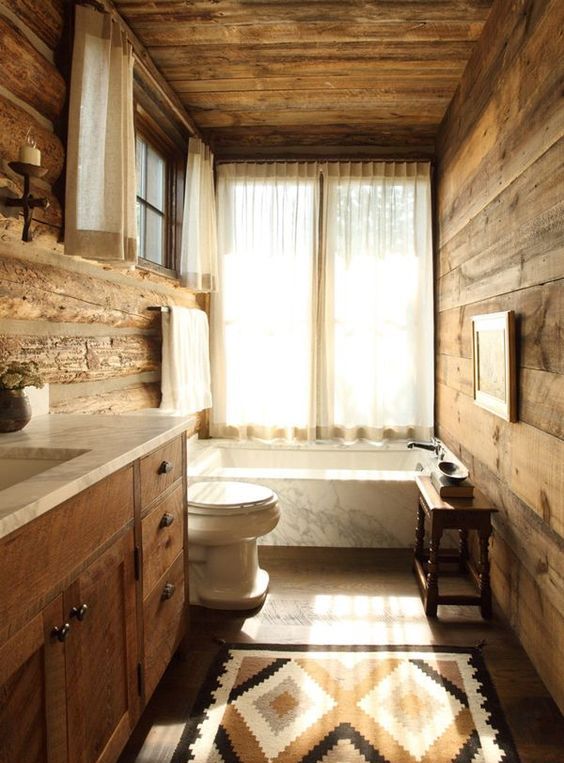 Small Wooden Table Beside Tub Holds Bathing Necessities
