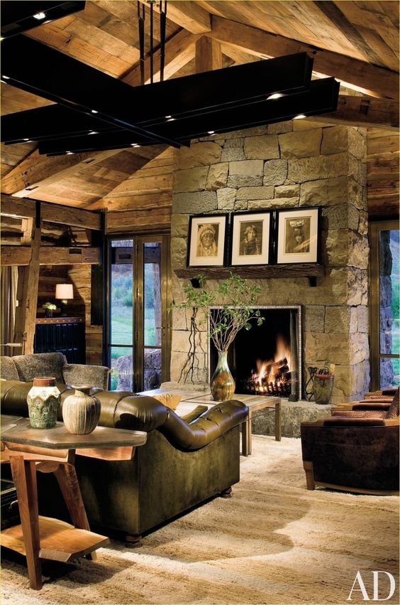Framed Portraits Add Personal Character Above the Fireplace