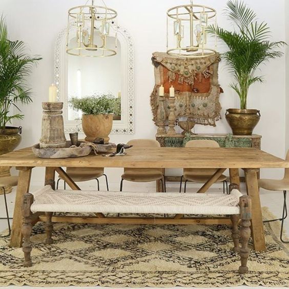 Select a Wooden Bench with a Woven Seat for Casual Style