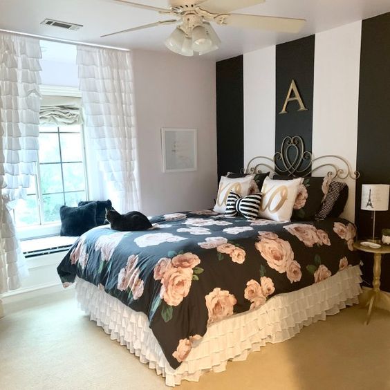 Floral Duvet Cover and Ruffled Bed Skirt Add Softness