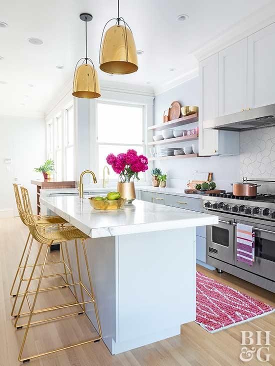 Brass Bell Pendant Lights Add Warm Glow Above Your Island