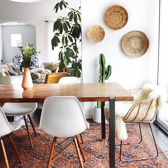 Woven Wall Baskets Add Natural Texture Above a Cactus