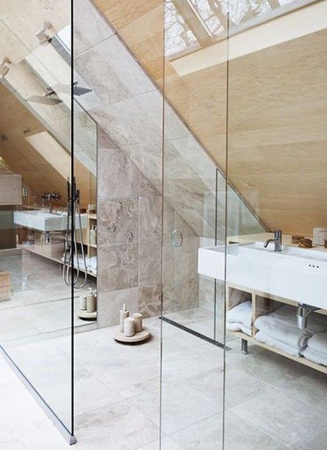 Glass Enclosure Defines Shower Area