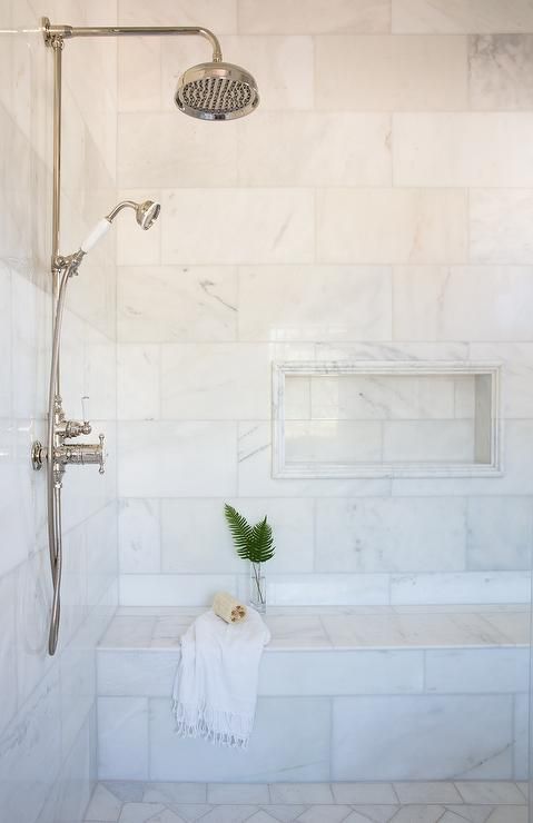 Marble Bench Adds a Spa-Like Seat With a Built-In Niche