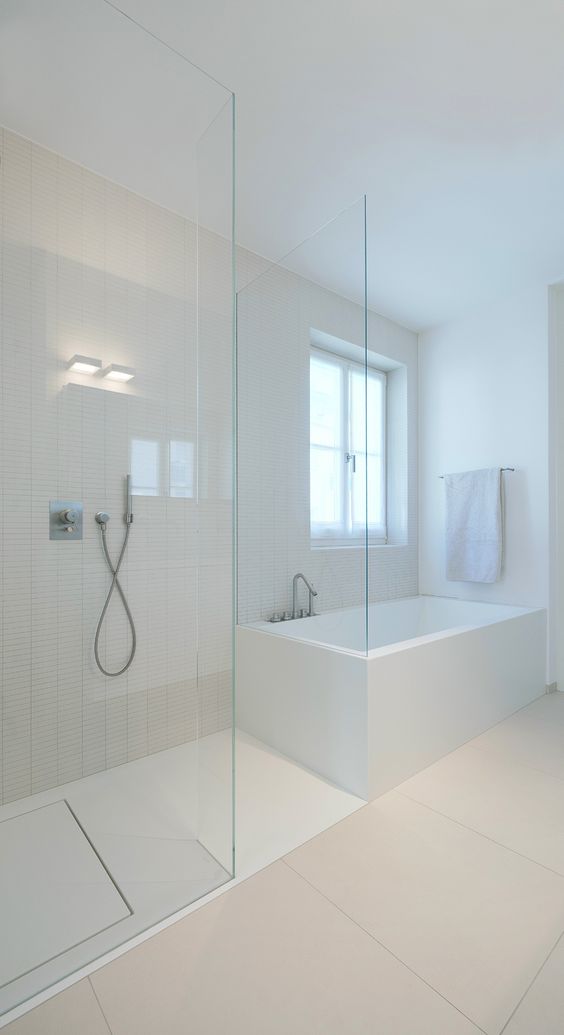 Define Shower Space with Clear Glass Panels for an Open Feel