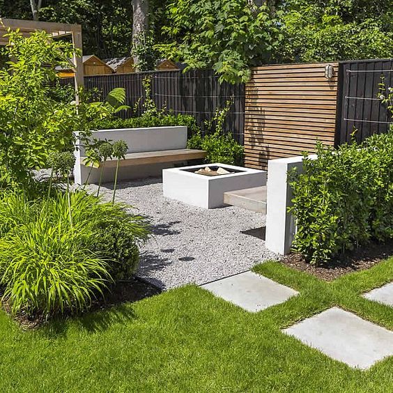 Anchor Your Gravel Patio with a Modern Concrete Fire Pit