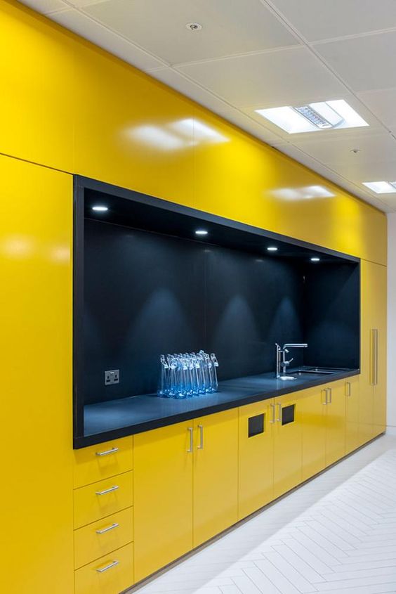 Recessed Black Niche With Spotlights Creates a Dramatic Display