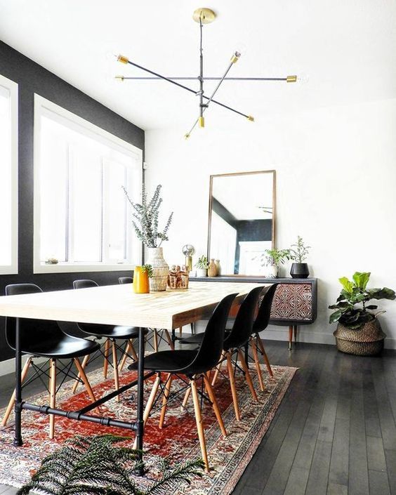 Choose Black Chairs with Natural Wood Legs for Modern Contrast