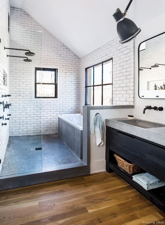 Concrete Bathtub Surround Adds Industrial Texture