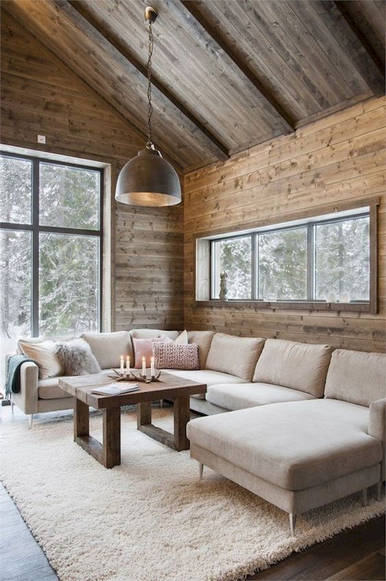 Rough-Hewn Wooden Coffee Table Anchors the Seating Area