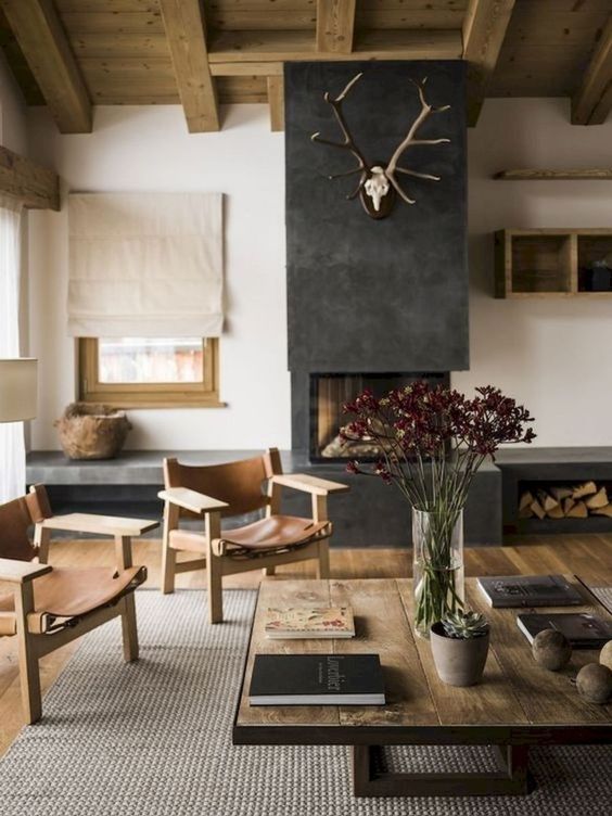 Dark Slate Fireplace Surround Anchors the Room