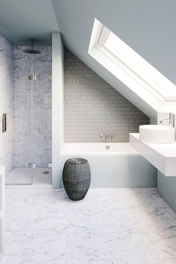 Woven Stool Adds Organic Texture to a Modern Bathroom