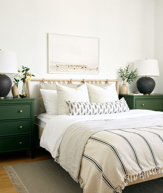 Introduce Bold Color with Green Nightstands
