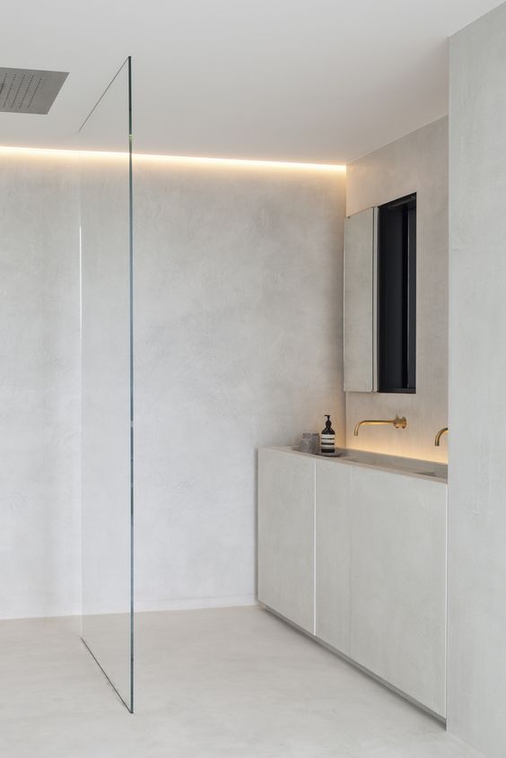 Recessed Cove Lighting Adds Warm Ambiance Above Vanity