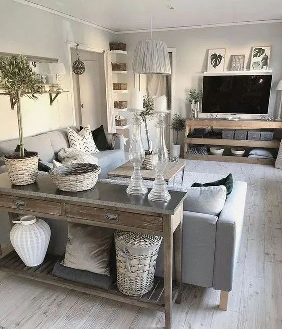 Tall Glass Candlesticks Add Vertical Interest on Console Tables