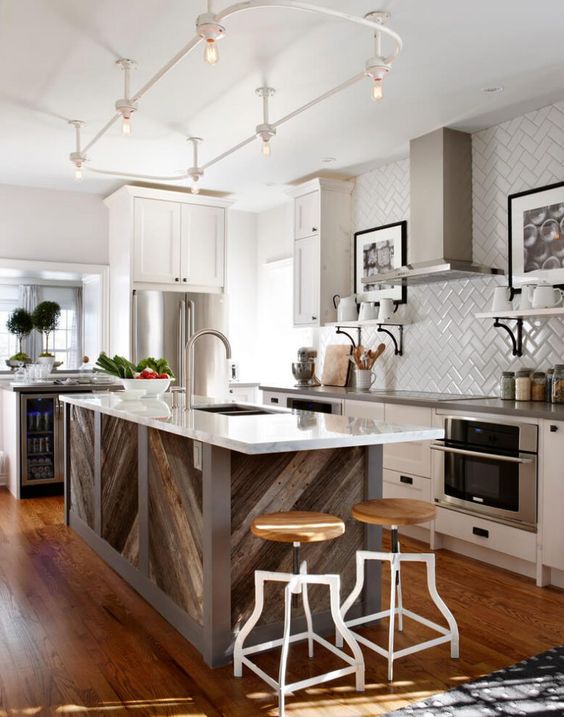Chevron Wood Panels Add Rustic Charm to Your Island