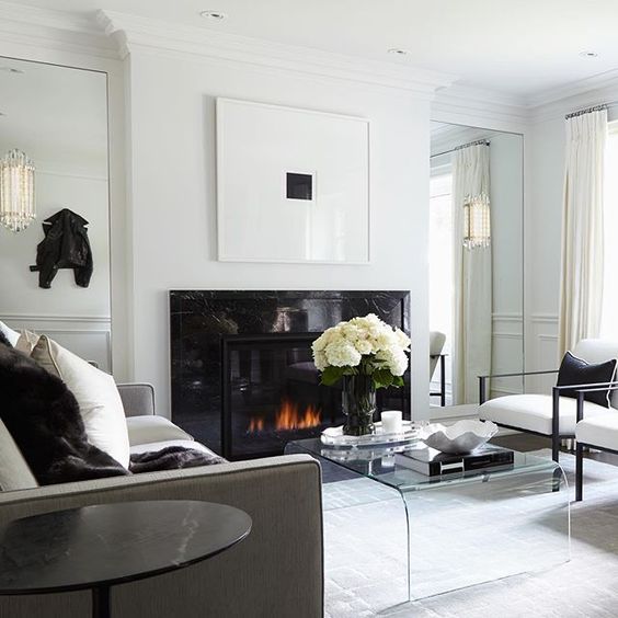 Anchor a Marble Fireplace with Minimalist Art