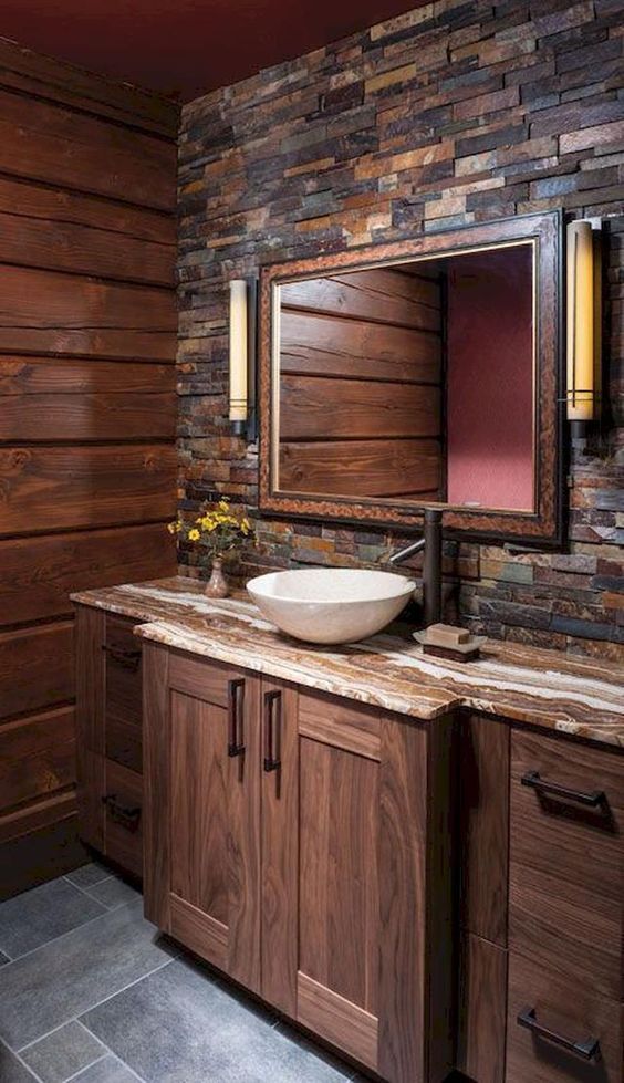 Stacked Stone Wall Creates a Striking Backdrop