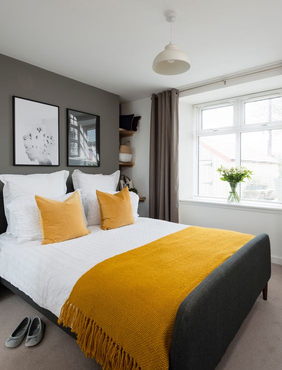 Two Yellow Euro Pillows Add a Warm Welcome