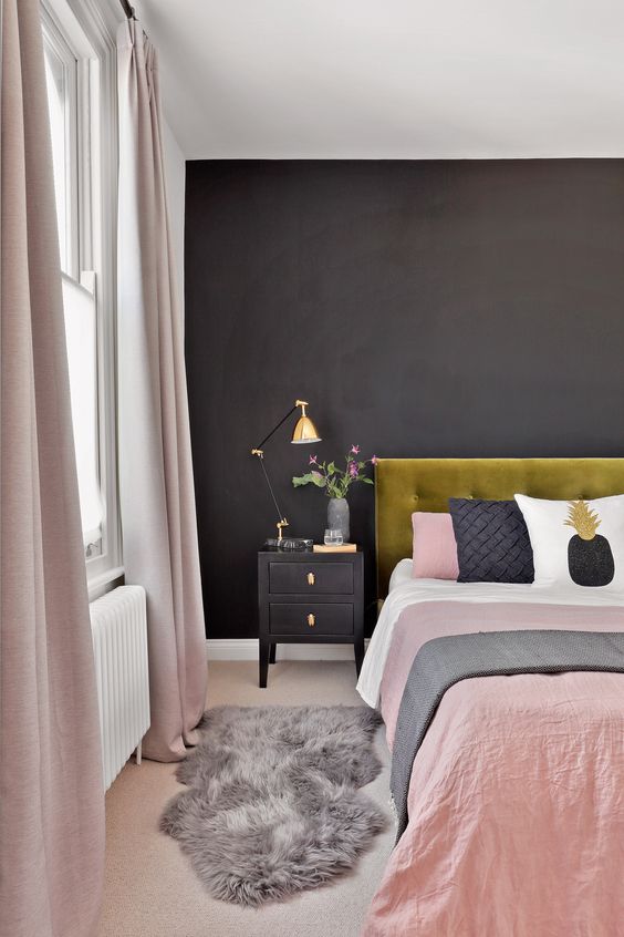 Black Nightstand Adds Moody Storage Next to Bed