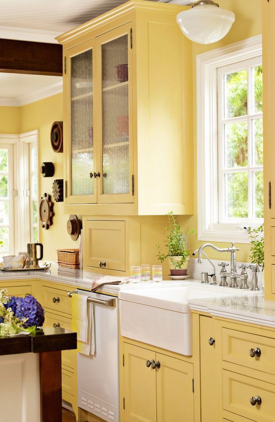 Wooden Gear Decor Adds Industrial Touch to Yellow Walls