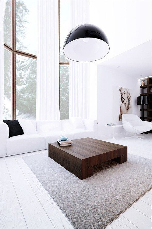 Ground a Light Room with a Dark Wood Coffee Table