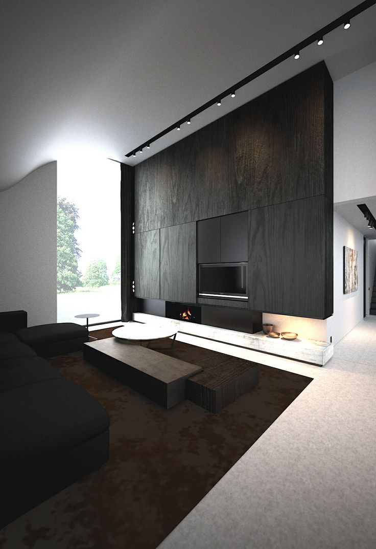 Anchor the Entertainment Wall with Dark Wood Paneling